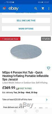 MSpa 4 Person Hot Tub Quick Heating/Inflating Portable Inflatable Spa Jacuzzi