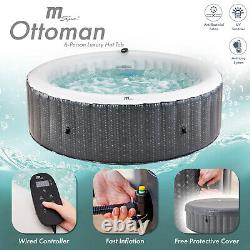 MSpa Ottoman 6 Person (4+2) Round Inflatable Hot Tub Spa Jacuzzi Premium Grey