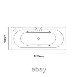 Metropole 1700mm x 750mm 6 Jet Matt Black V-Tec Double Ended Whirlpool Bath
