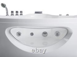 Modern Corner Whirlpool Bathtub Acrylic White Jetstreams Lights Waterfall Tocoa