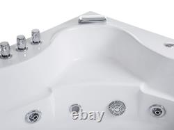 Modern Corner Whirlpool Bathtub Acrylic White Jetstreams Lights Waterfall Tocoa