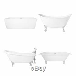 Modern Designer Gloss White large Freestanding Baths roll top Bath tub Bathroom
