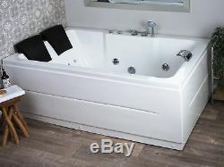 Modern Left Hand Whirlpool Bath Hot Tub White Acrylic Hydro Massage Headrests Pe