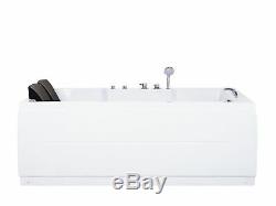 Modern Left Hand Whirlpool Bath Hot Tub White Acrylic Hydro Massage Headrests Pe