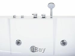 Modern Left Hand Whirlpool Bath Hot Tub White Acrylic Hydro Massage Headrests Pe