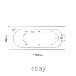 Monte Carlo 1700mm x 700mm 6 Jet Matt Black V-Tec Textured Base Anti Slip Single