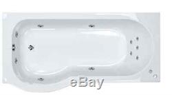 Moods LH Luxury P Shaped 11 Jet Whirlpool Shower Bath Fully Enclosed White