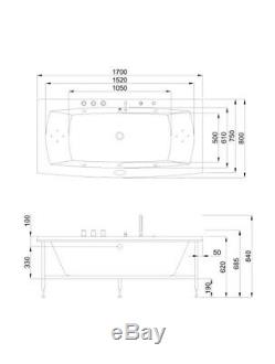 NEW 2020 PALERMO WHIRLPOOL BATH-1700mm x 800mm-Jacuzzi Jets Massage Spa-FREE P&P