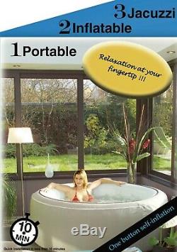NEW VERSION Inflatable Bubble Jacuzzi Spa Portable Round Hot Tub with Zip Cover