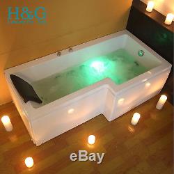 NOBS9 L Shaped Right Hand Whirlpool Shower Spa Jacuzzi Square Bathtub 8 JET