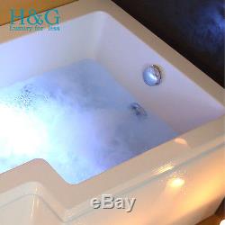 NOBS9 L Shaped Right Hand Whirlpool Shower Spa Jacuzzi Square Bathtub 8 JET