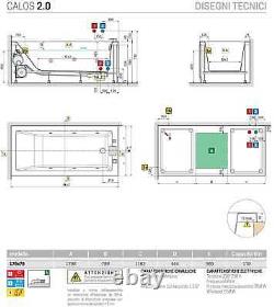 Novellini Calos Hydro 170x70 Hydro Bathtub Whirlpool 3 Panels Faucet