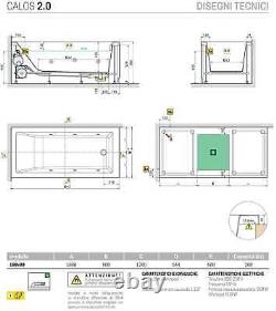 Novellini Calos Hydro 180x80 cm bathtub water whirlpool 3 dispenser panels