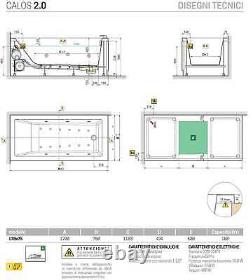 Novellini Calos Hydro Plus 170x75 Bathtub Hydro Whirlpool 2 Panels Column