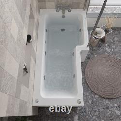 Nuie 1700mm L Shape Right Hand 8 Jet Whirlpool Bath Chrome BUBBLEGUM BATHROOMS