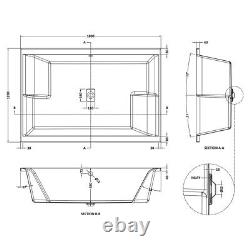 Nuie 1800mm x 1200mm Double Ended Inset Spa Bath NBI1812