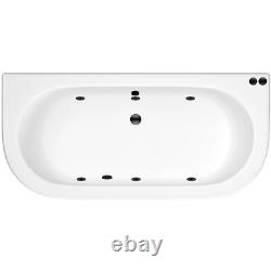 Nuie Shingle Back to Wall Freestanding Whirlpool Spa Hydrotherapy Black Jet Bath