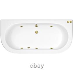 Nuie Shingle Back to Wall Freestanding Whirlpool Spa Hydrotherapy Gold Jet Bath