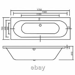 OCEAN Whirlpool Bath 10 Jet Chrome Double Ended 1700 x 700 Bath