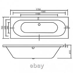 OCEAN Whirlpool Bath 12 Jet Chrome Double Ended 1700 x 700 Bath