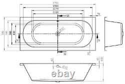 OTLEY Bath 12 Jet 4 speed airspa Double end 1700 x 750 bath