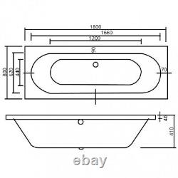 OTLEY Hydrotherapy system 24 Jet 1800x800 Double Ended Bath with Colour Light