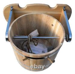 Oak Waterfall Bucket 25L 6.6Gal Wooden Sauna Bath Russian Shower SPA Jacuzzi New