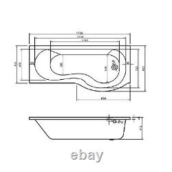 Oceana R H 11 Jet P Shape Whirlpool Jacuzzi Shower Bath with Screen & Panel