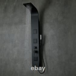 Ogomondo Shower Column Night Matte Black 3 Jets Hydro Lumbar and Waterfall H140xL2