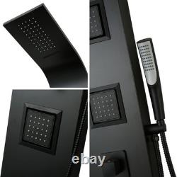 Ogomondo Shower Column Night Matte Black 3 Jets Hydro Lumbar and Waterfall H140xL2