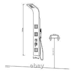 Ogomondo Shower Column Night Matte Black 3 Jets Hydro Lumbar and Waterfall H140xL2