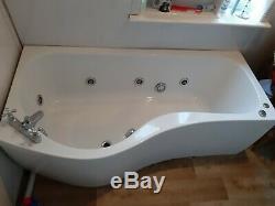 P Shape Shower Bath Whirlpool 8 Jet Spa Jacuzzi Relax Bathroom