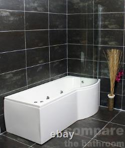 P Shape Whirlpool Showerbath Jacuzzi Style Jets with Bath Screen Chrome