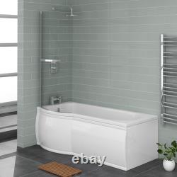 P Shaped Shower Bath Bathroom Left Right Hand Shower Glass Screen & Panel