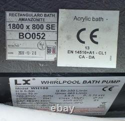 Phoenix Rectangular Acrylic Bathtub 1800 x 800 SE 12-Jet Whirlpool Jacuzzi + LED