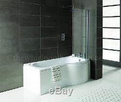 RH Oceania 12 Jet P Shape Whirlpool Shower Bath Complete with Screen and Panel