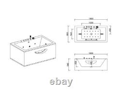 Roma 1800mm x 900mm 18 Jet Double Ended Whirlpool Bath Air Spa Baths