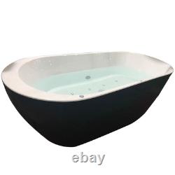 Roman Black 1700mm x 800mm Whirlpool Freestanding Bath 20 Jets