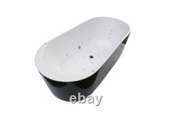 Roman Black 1700mm x 800mm Whirlpool Freestanding Bath 20 Jets