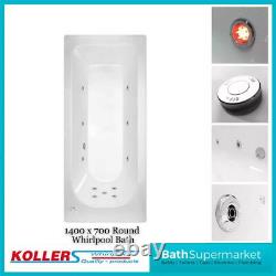 Round 1400mm x 700mm Single Ended Bath Tub Whirlpool Spa Lights 6-8-11 Jets