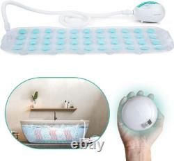 SereneLife Bubble Bath Mat Portable Spa Massager Waterproof Light & Pillow Teal