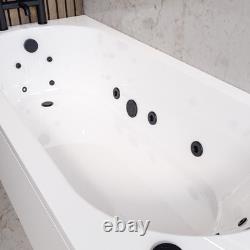 Single Ended Whirlpool Spa Bath with 14 Matt Black Whirlpool Jets 1700 ALT14JMB