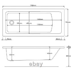 Single Ended Whirlpool Spa Bath with 14 Whirlpool Jets 1700 x 750mm BeBa 26233