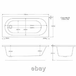Single Ended Whirlpool Spa Bath with 6 Whirlpool Jets 1700 x 750mm BeBa 26225
