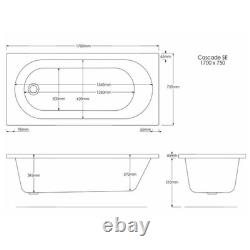 Single Ended Whirlpool Spa Bath with 8 Chrome Whirlpool Jets 1700 x 750m ALT8JCH