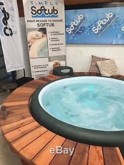 Softub T220 Legend Hot tub Green & Blue with Wooden Surrund Pre-Owned