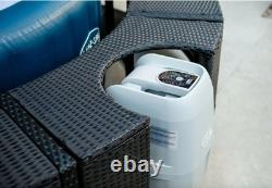 Spa Black Poly Rattan Surround Hot Tub Furniture Outdoor Jacuzzi Patio Enclosure