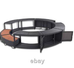 Spa Black Poly Rattan Surround Hot Tub Furniture Outdoor Jacuzzi Patio Enclosure