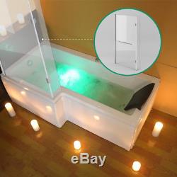 Square L Shape R Hand Bath Wihte Acrylic Front Panel+End Panel+6mm Screen 1700mm