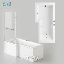 Square R&L Hand L Shaped Shower Bath With Screen & Panel & 6 mm Glass 1700 mm